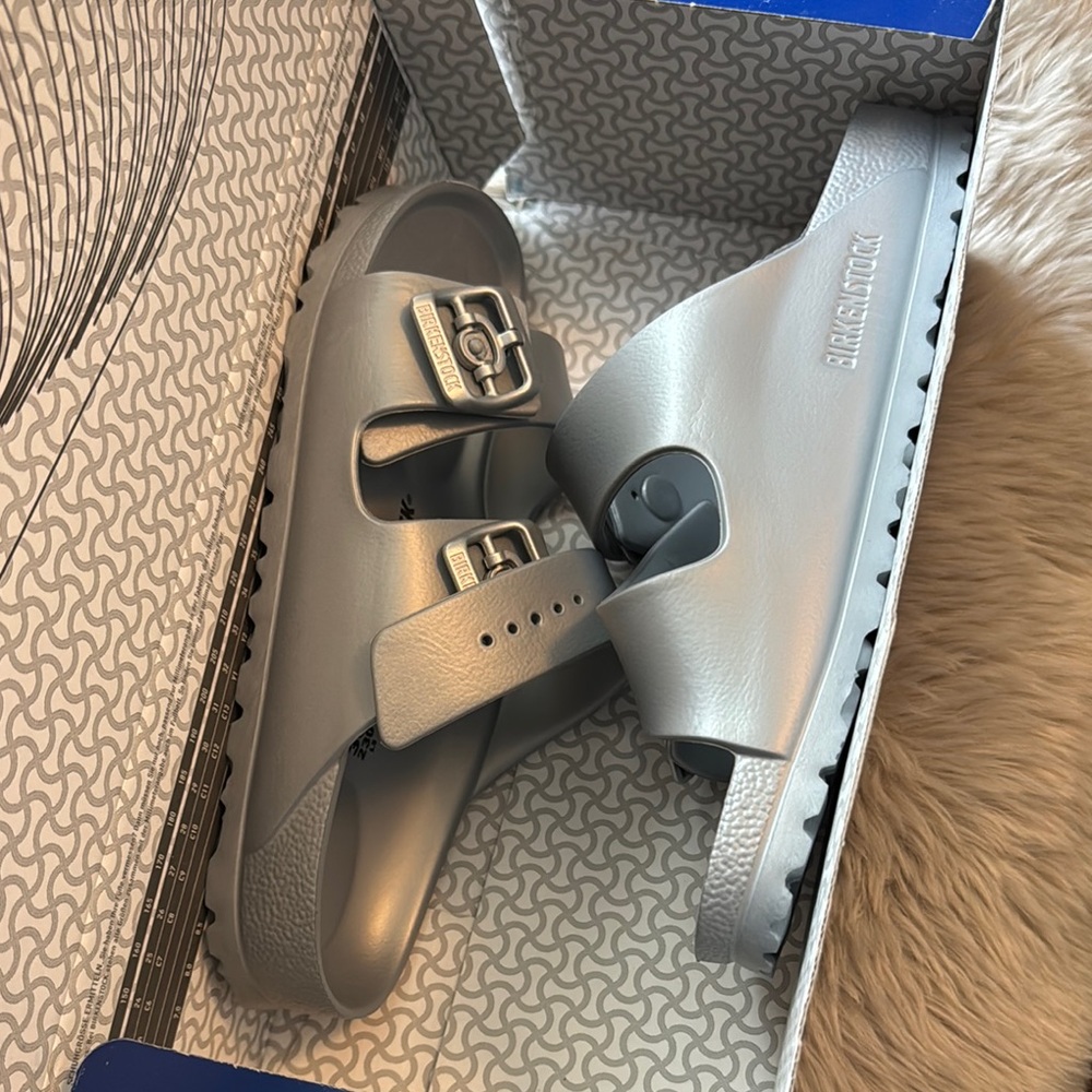Birkenstock Silver Sandals with Adjustable Straps